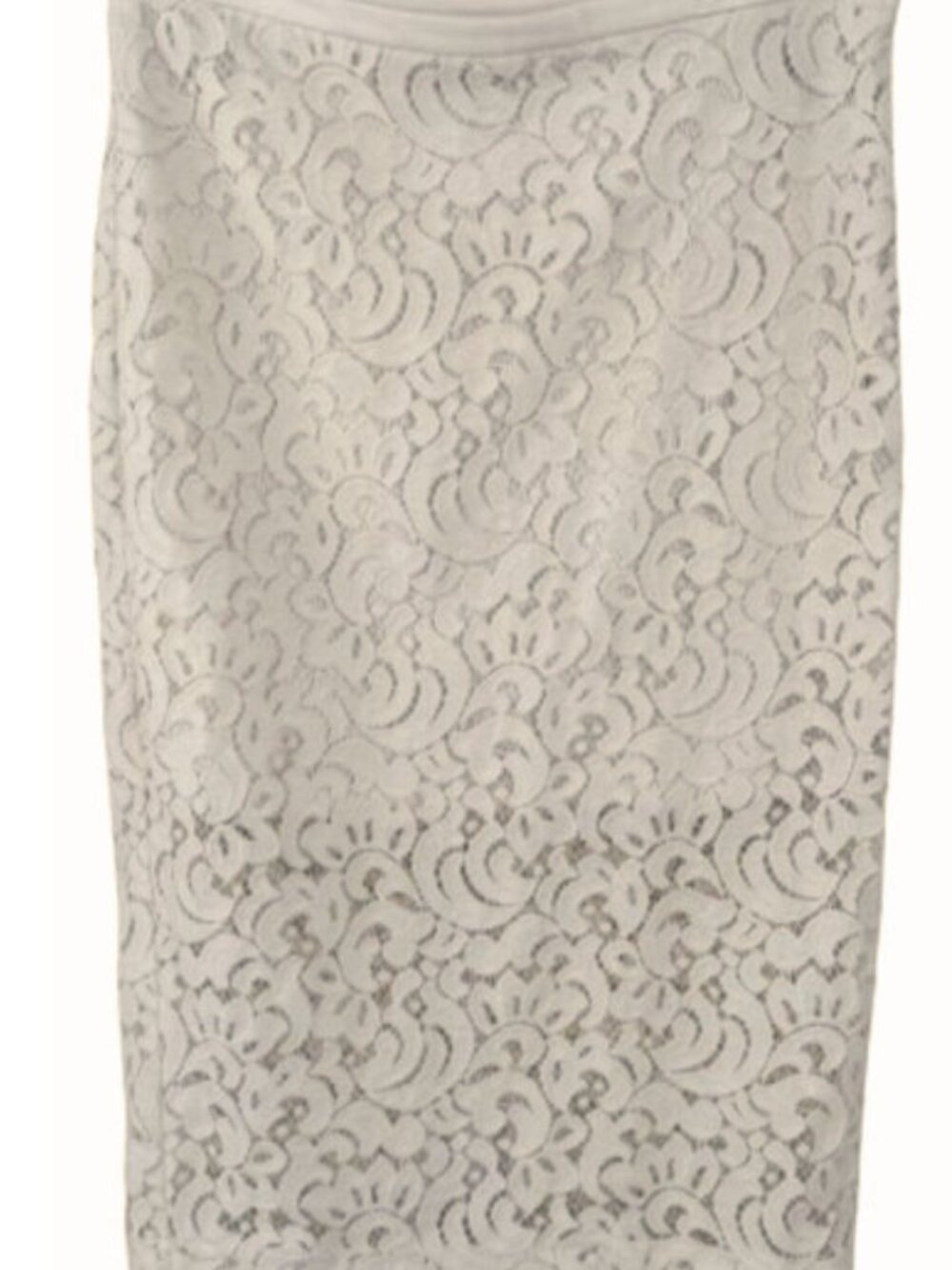 Express Ivory Lace Pencil Skirt Sheer Hem Elegant Classic Size 10 - Picture 2 of 9